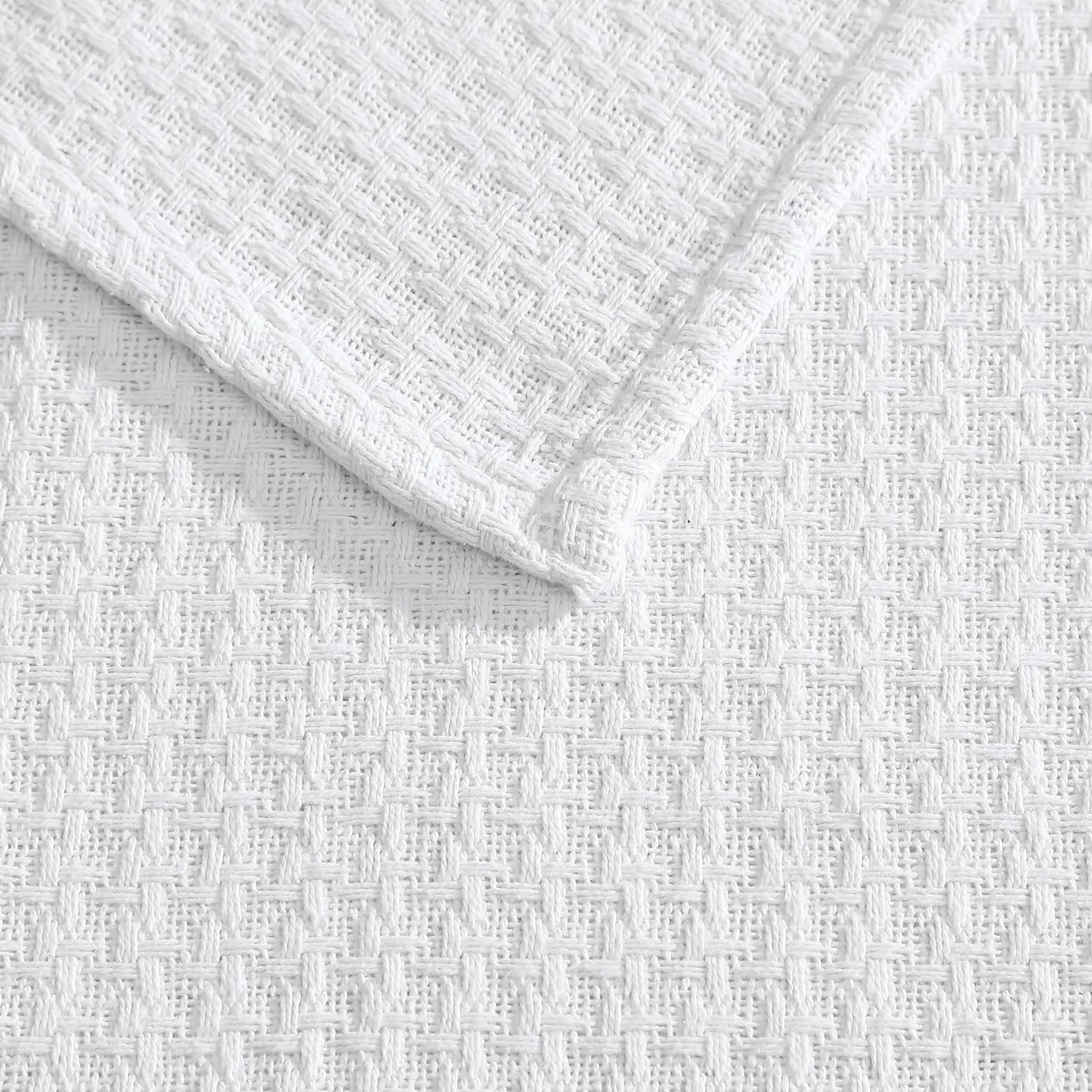 Beatrice Home Fashions Grand Hotel Lightweight All-Natural 100% Cotton Waffle Weave Blanket, Full/Queen, White