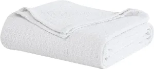 Beatrice Home Fashions Grand Hotel Lightweight All-Natural 100% Cotton Waffle Weave Blanket, Full/Queen, White