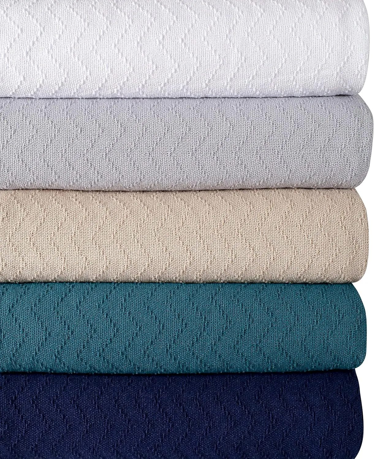 BELIZZI Home 100% Cotton Bed Blanket, Breathable Thermal Blanket Twin Size, Soft Chevron Thermal Blanket 60"x90", Cotton Bed Blanket, Perfect for Layering Any Bed for All Season, Beige