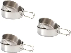 BESPORTBLE 3sets Folding Stainless Steel Bowls Camping Hiking Cutlery for Outdoor Dining Durable Compact Design Storage Bag for Backpacking Adventures