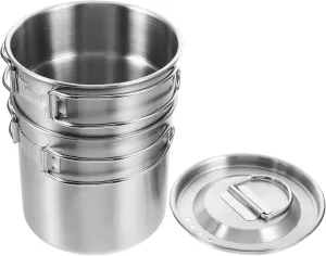 BESPORTBLE Camping Pot Set Outdoor Water Cup Portable Water Mug Stainless Steel Cup for Hiking Accessories Outdoor