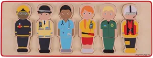 Bigjigs Toys People Who Help Us Puzzle (18 Pieces) - Emergency Services Jigsaw, Wooden Puzzles, Montessori Jigsaws, Baby & Toddler Toy, for 1 Year Old Girls & Boys