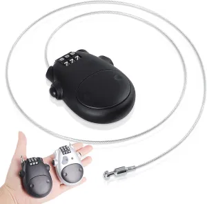 Bike Lock Cable Bicycle Lock Luggage Lock 30-inch Retractable Portable Cable Combination Lock, Multi-Purpose Lock For Outdoor Cycling Locking Bikes, Luggage, Valuables, Helmets, Backpacks-Black