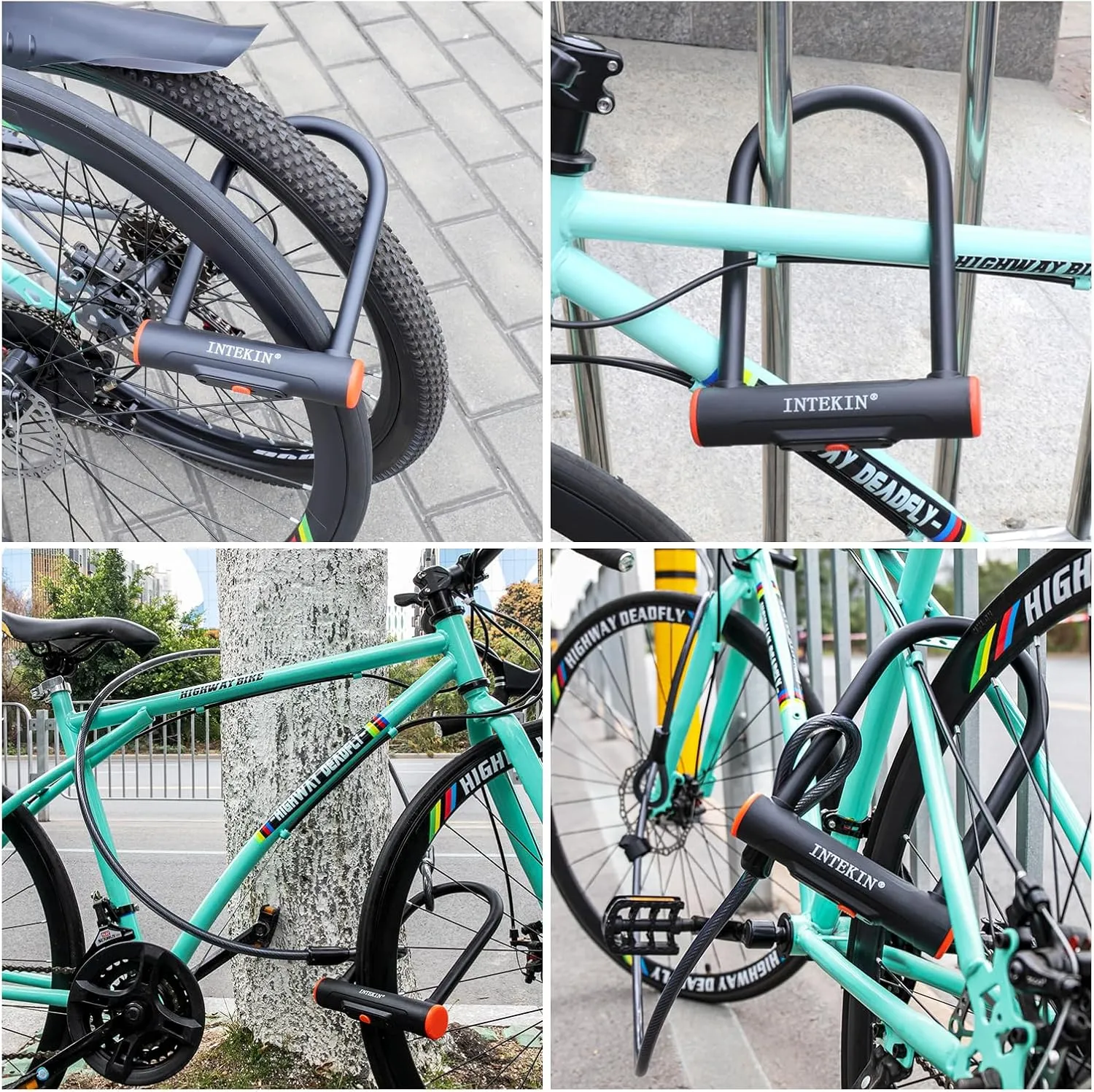 Bike U Lock Heavy Duty Bike Lock Bicycle Lock, 16mm U Lock and 3ft / 5ft / 6ft Length Security Cable with Sturdy Mounting Bracket for Bicycle, Motorcycle and More