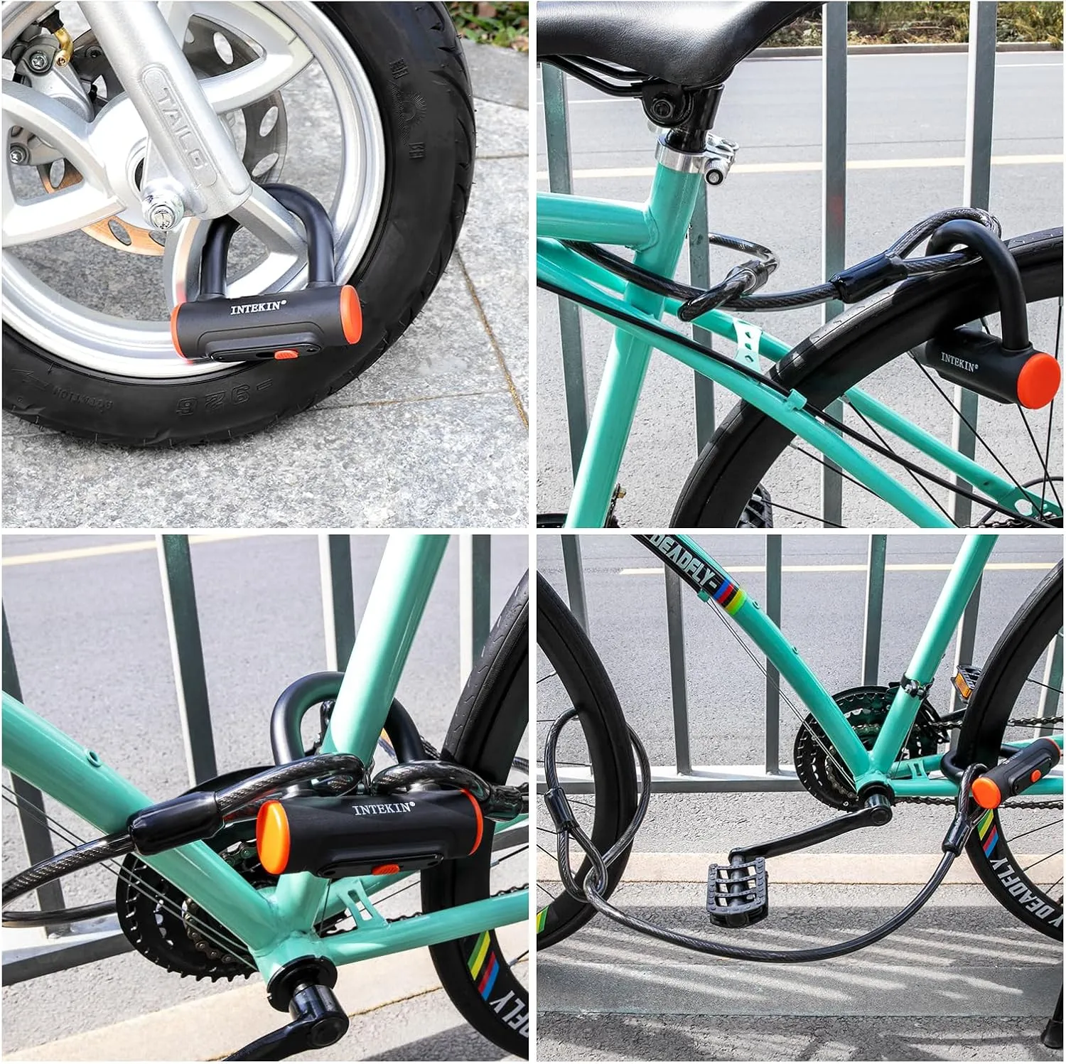 Bike U Lock Heavy Duty Bike Lock Bicycle Lock, 16mm U Lock and 3ft / 5ft / 6ft Length Security Cable with Sturdy Mounting Bracket for Bicycle, Motorcycle and More
