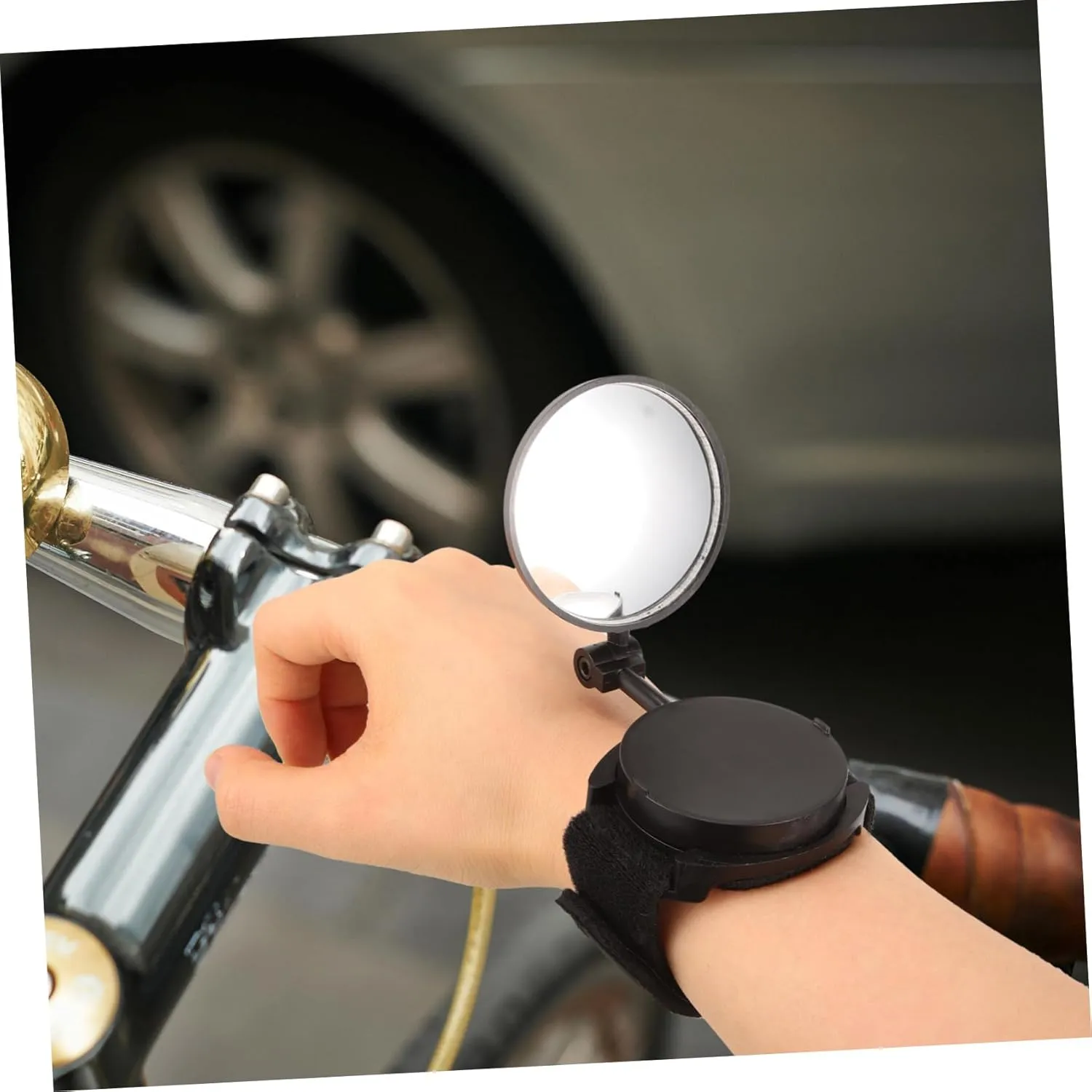 Bike Wristband Mirror Rearview Mirror for Cycling Lightweight Portable Wrist Mounted Design Wide View Convex Reflective for Bicycles Motorbikes