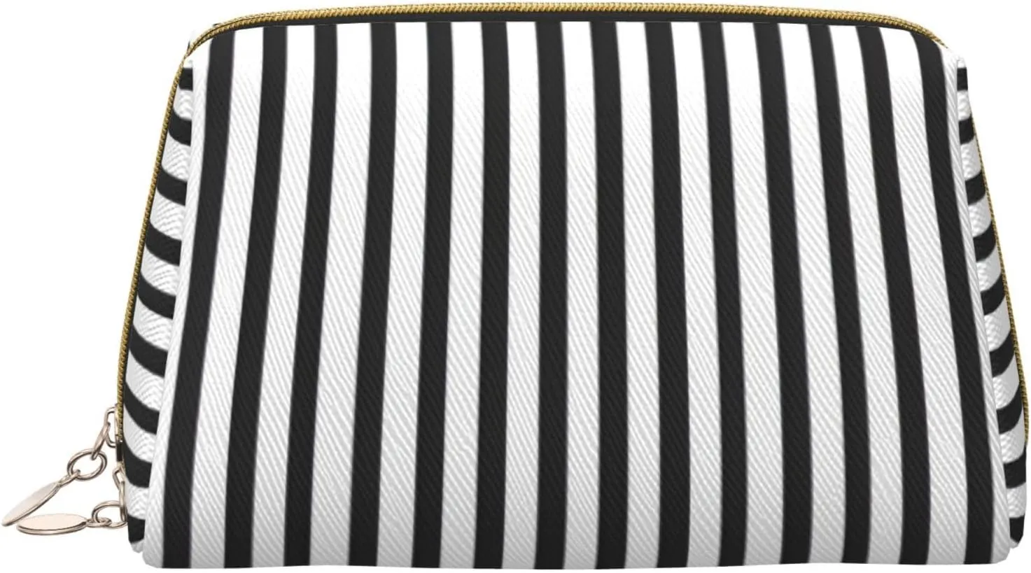 Black & White Stripe Toiletry Pouch, Travel-Friendly Makeup Organizer For Makeup Brushes, Lipsticks