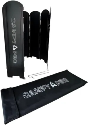 Black Camping Stove Windscreen, Tall 8-Panel Foldable Wind Blocker with Stakes & Bag, 23.6inc (60cm) Portable Windshield for Campfire, Firepit, RV, Outdoor Cooking, Hiking, Picnic