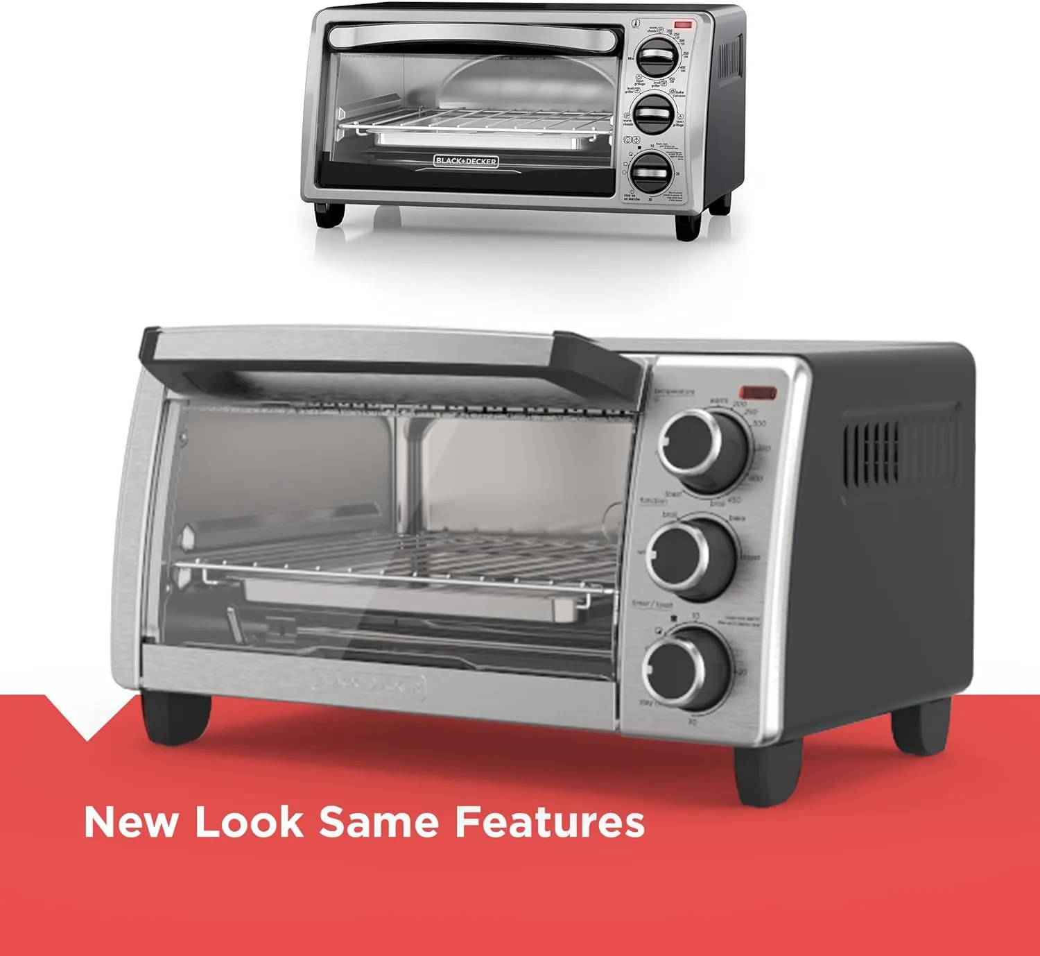 BLACK DECKER 4-Slice Toaster Oven, Even Toast, 4 Cooking Functions Bake, Broil, Toast and Keep Warm, Removable Crumb Tray, Timer