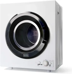 BLACK DECKER BCED26 Compact Dryer for Standard Wall Outlet, Small, 5 Modes, Load Volume 8.8 lbs., White