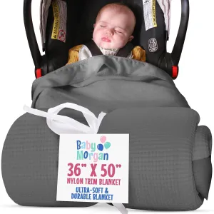 Blankets - Thermal Waffle Warm Baby Blanket for Crib - Soft and Cozy Baby Crib Blanket for Nursery, Stroller, or Naptime Comfort - Ideal Shower Gift - Gray, Nylon Trim (36" x 50")