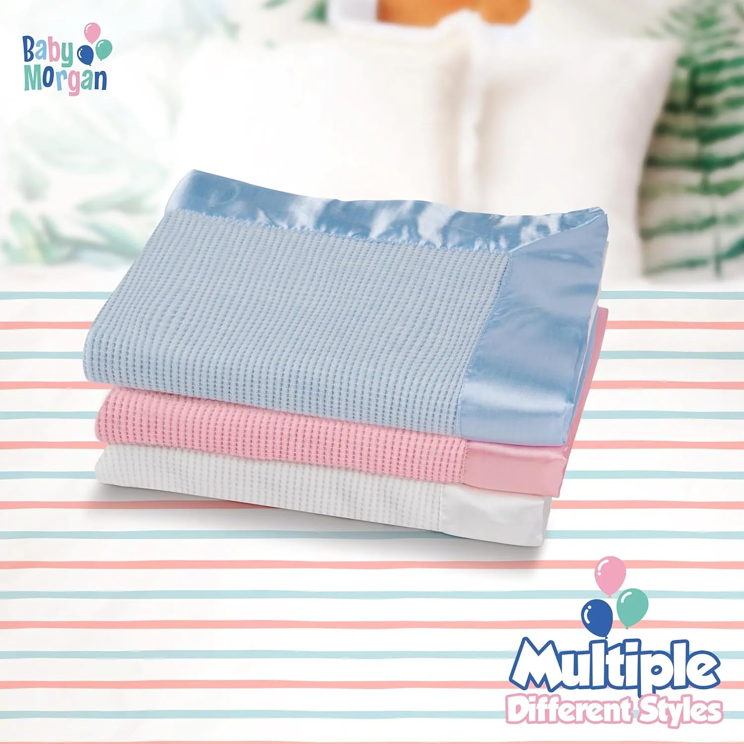 Blankets - Thermal Waffle Warm Baby Blanket for Crib - Soft and Cozy Baby Crib Blanket for Nursery, Stroller, or Naptime Comfort - Ideal Shower Gift - Pink, Nylon Trim (36" x 50")