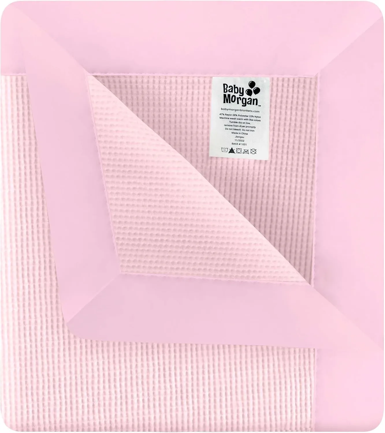 Blankets - Thermal Waffle Warm Baby Blanket for Crib - Soft and Cozy Baby Crib Blanket for Nursery, Stroller, or Naptime Comfort - Ideal Shower Gift - Pink, Nylon Trim (36" x 50")