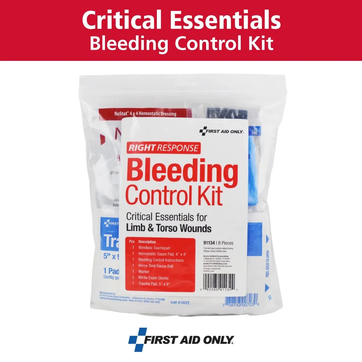 Bleeding Control Kit | Emergency Tourniquet & Hemostatic Gauze | Critical Trauma First Aid Kit