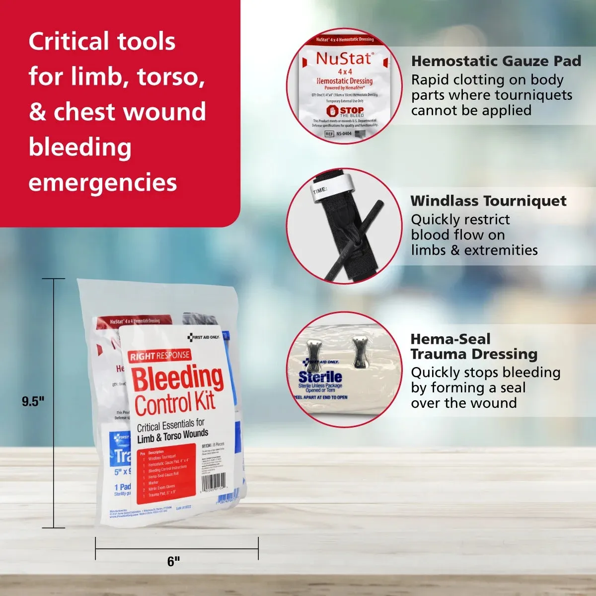 Bleeding Control Kit | Emergency Tourniquet & Hemostatic Gauze | Critical Trauma First Aid Kit