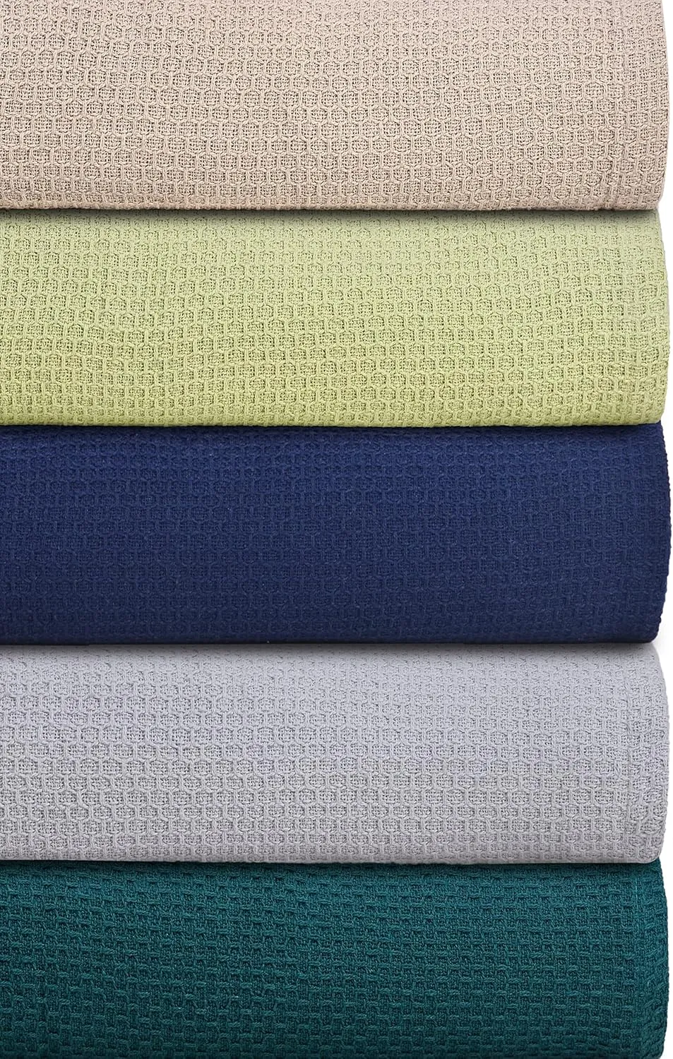 BOUTIQUO 100% Cotton Bed Blanket, Breathable Thermal Blanket Twin Size, Soft Honeycomb Waffle 60inchx90inch, Perfect for Layering Any All Season, White, (60inchx90inch) (70461)