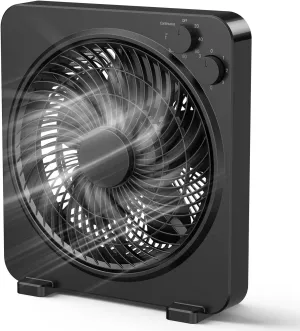 Box Fan, 13 Inches Desk Fan, Powerful Airflow Table Fan with 3 Speeds, 120 Min Timer, Compact & Portable, Fan for Bedroom Home, Office, Kitchen