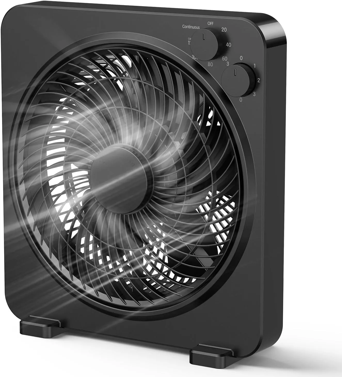 Box Fan, 13 Inches Desk Fan, Powerful Airflow Table Fan with 3 Speeds, 120 Min Timer, Compact & Portable, Fan for Bedroom Home, Office, Kitchen