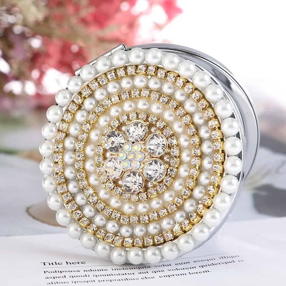 Bridesmaid Gifts Wedding Gift Compact Makeup Mirror Maid of Honor Gift for Women Best Friend Friendship Gifts Compact Mirror Bridal Shower Rhinestone Compact Mirror Adorable Bling Glitter