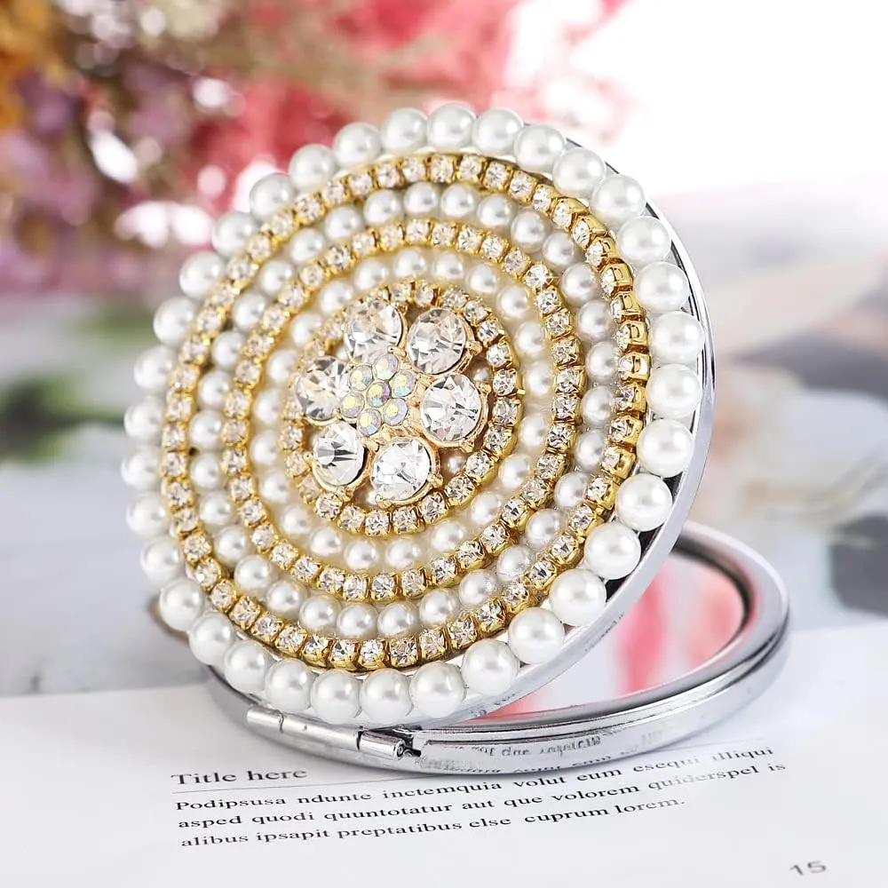 Bridesmaid Gifts Wedding Gift Compact Makeup Mirror Maid of Honor Gift for Women Best Friend Friendship Gifts Compact Mirror Bridal Shower Rhinestone Compact Mirror Adorable Bling Glitter