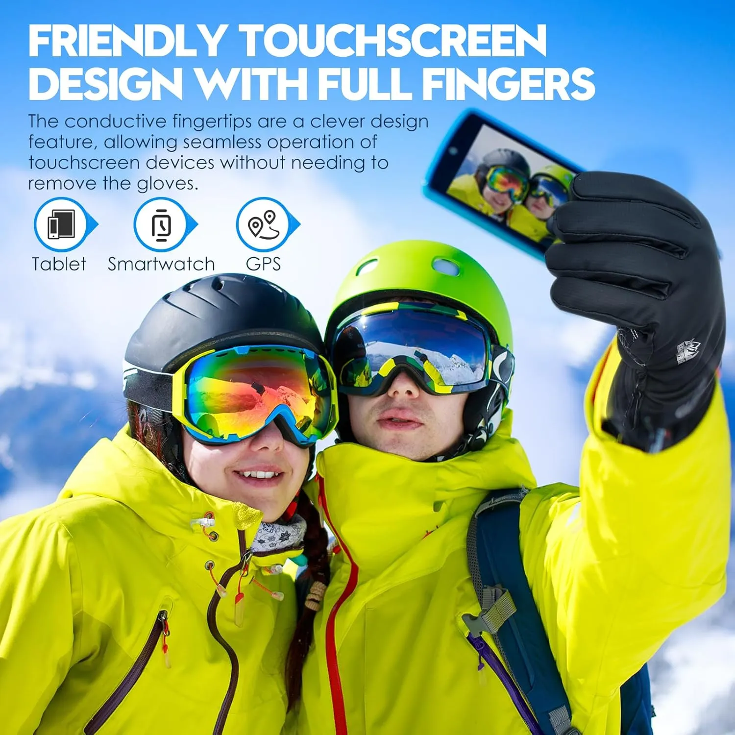 Bruvoalon Y322 Winter Gloves for Men & Women, -30℉ Waterproof Touchscreen 5-Layer Thermal Insulated Snow Gloves, Windproof Anti-Slip Ski Gloves for Cycling, Hiking, Driving, Work