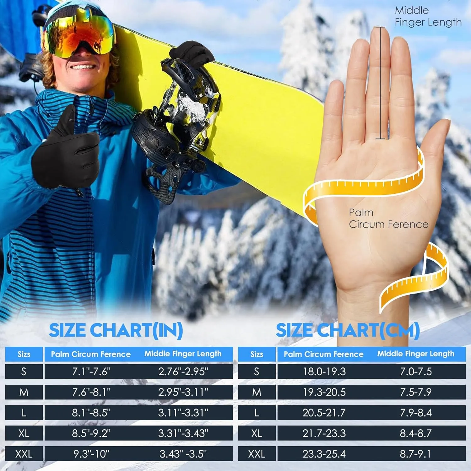 Bruvoalon Y322 Winter Gloves for Men & Women, -30℉ Waterproof Touchscreen 5-Layer Thermal Insulated Snow Gloves, Windproof Anti-Slip Ski Gloves for Cycling, Hiking, Driving, Work