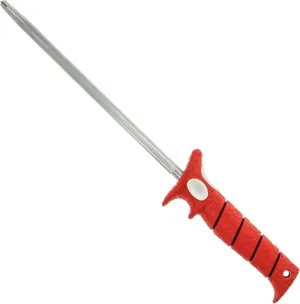 Bubba 10 Inch Honing Steel with Non-Slip Grip Handle, High Carbon Stainless Steel Construction, Lanyard Hole, and Synthetic Sheath for Fishing Knives