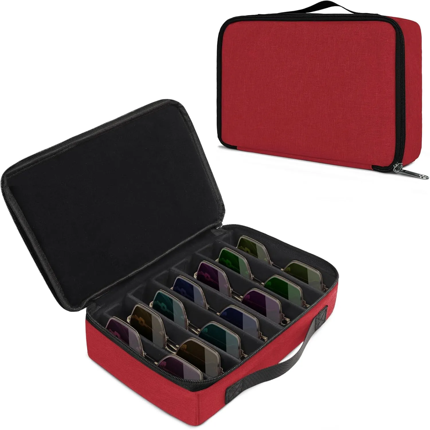 Bukere Travel Sunglasses Organizer Case, Adjustable Slot For Multiple Pairs, Portable Eyeglasses Storage Box for Men Women
