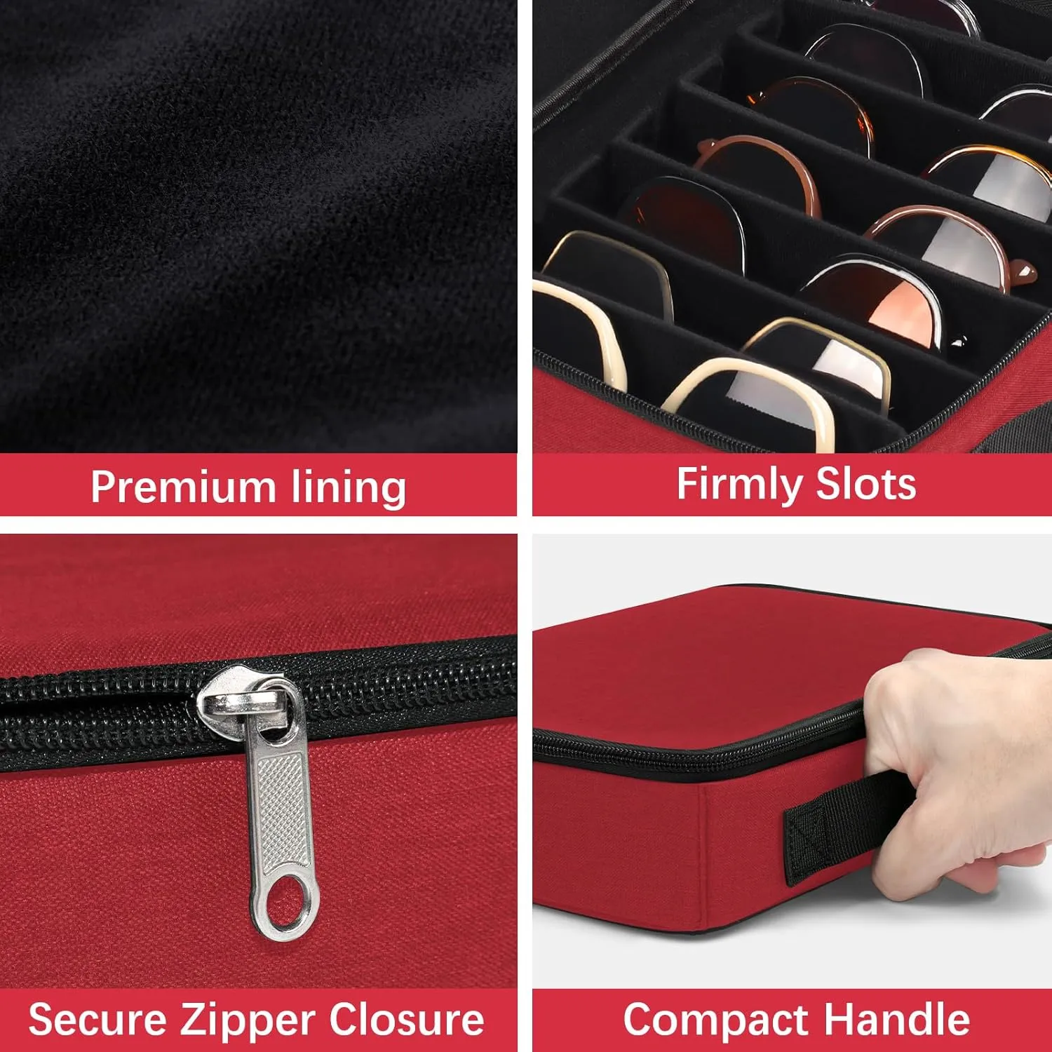Bukere Travel Sunglasses Organizer Case, Adjustable Slot For Multiple Pairs, Portable Eyeglasses Storage Box for Men Women