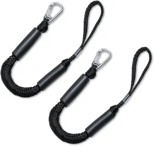 Bungee Dock Lines with Clips - Heavy Duty Marine Grade Elastic Boat Ropes, 1800LB Breaking Strength & Hidden Shock Absorber for Boat, Jet Ski, Kayak, Pontoon, Pickup Truck (3FT/2 Pack)