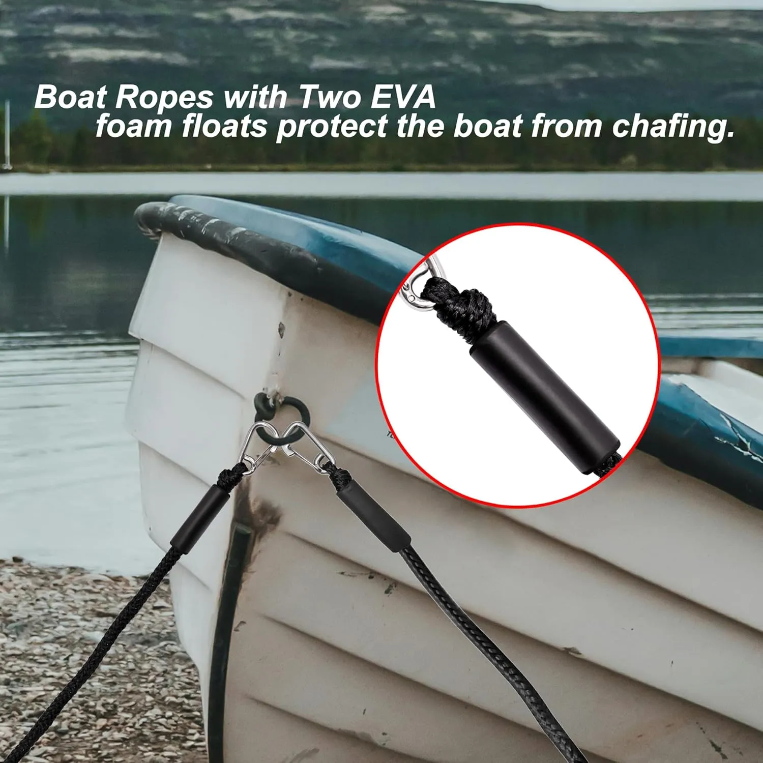 Bungee Dock Lines with Clips - Heavy Duty Marine Grade Elastic Boat Ropes, 1800LB Breaking Strength & Hidden Shock Absorber for Boat, Jet Ski, Kayak, Pontoon, Pickup Truck (3FT/2 Pack)