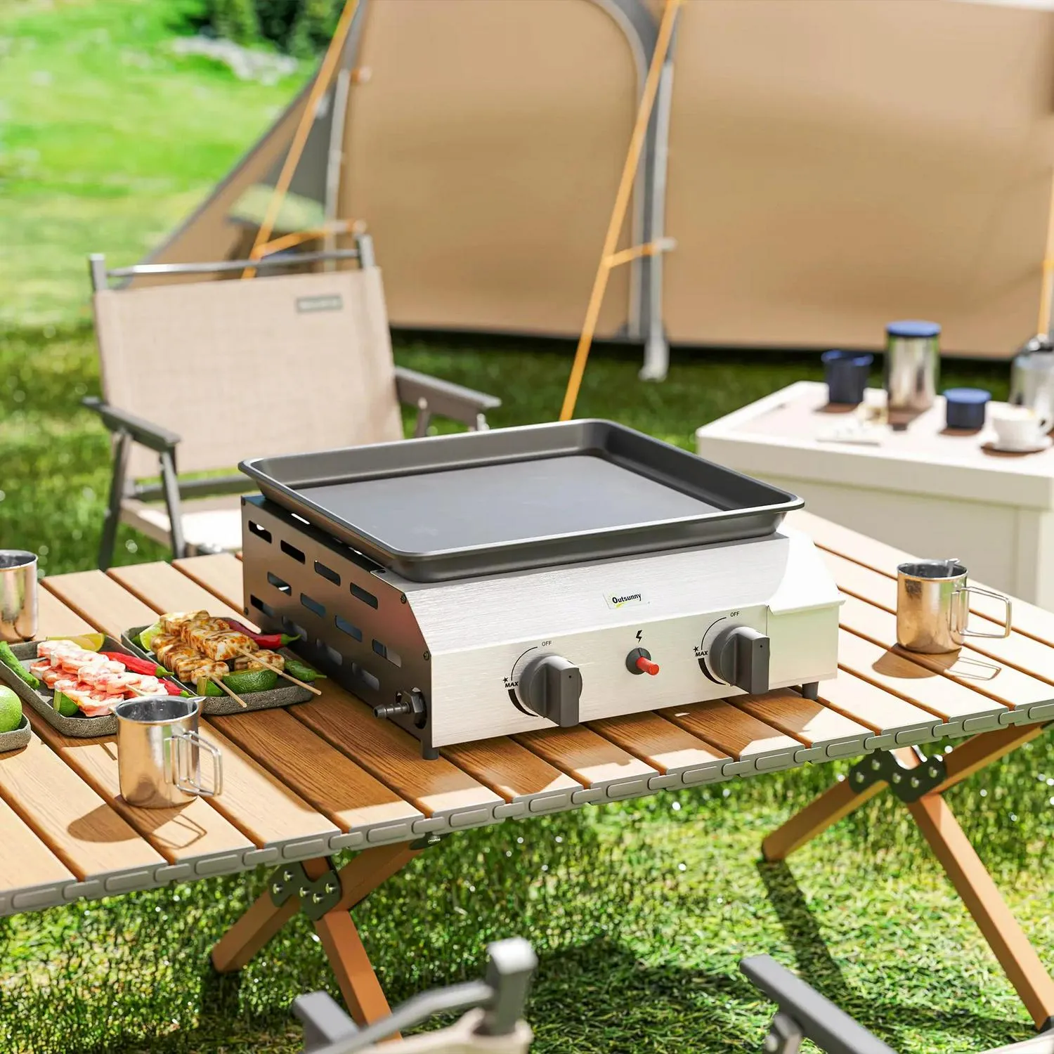 Burner Premium Complete range Portable Outsunny Gas Grill Two