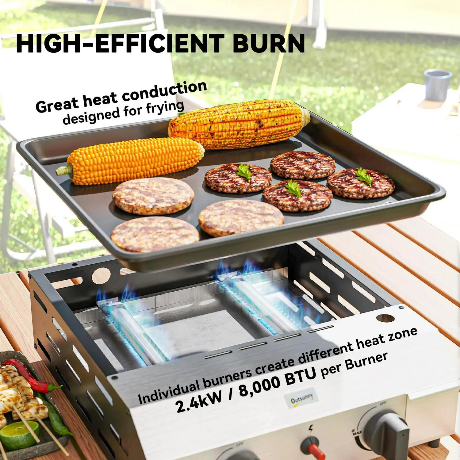 Burner Premium Complete range Portable Outsunny Gas Grill Two