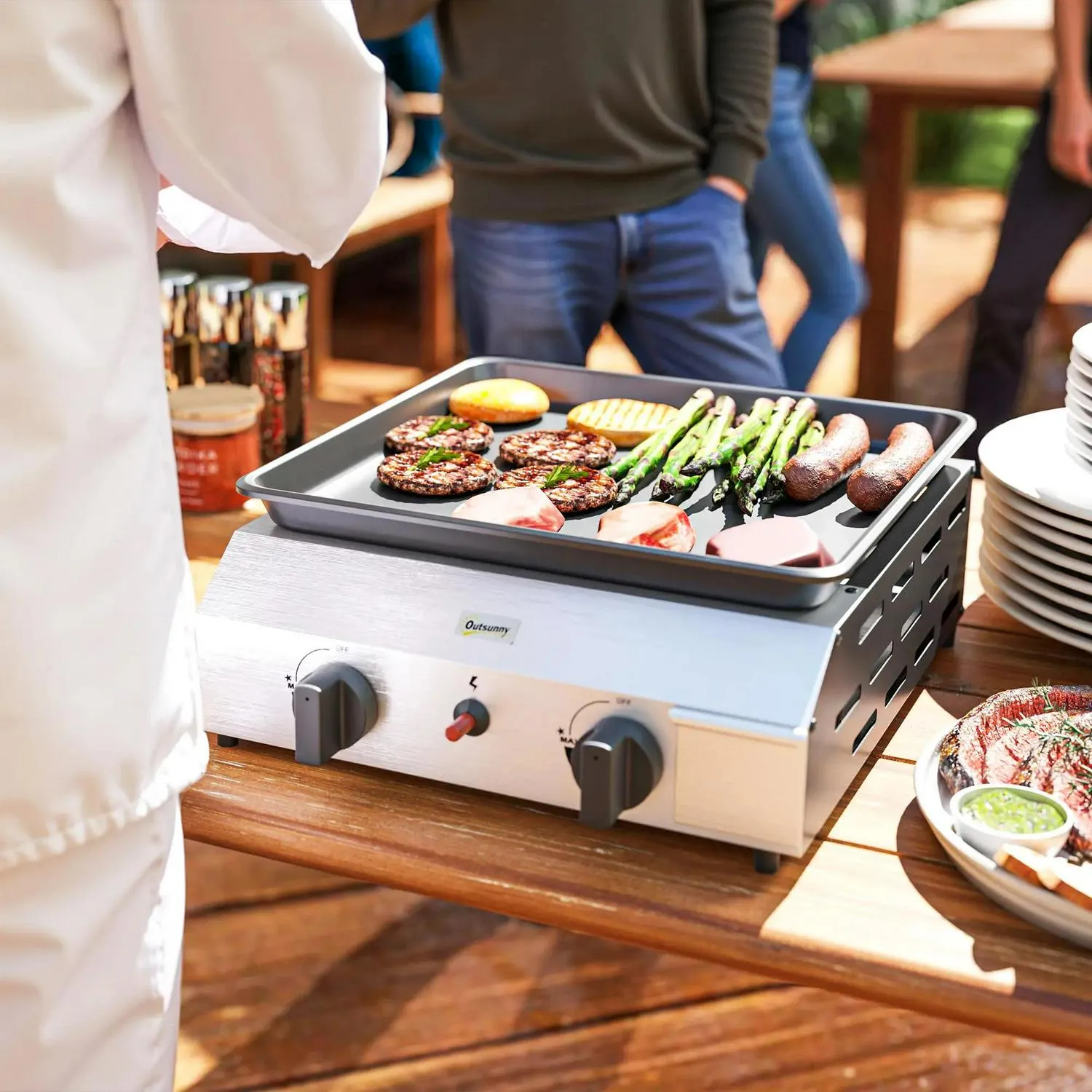 Burner Premium Complete range Portable Outsunny Gas Grill Two