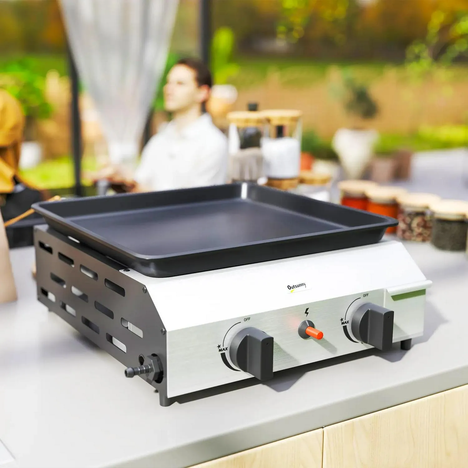 Burner Premium Complete range Portable Outsunny Gas Grill Two