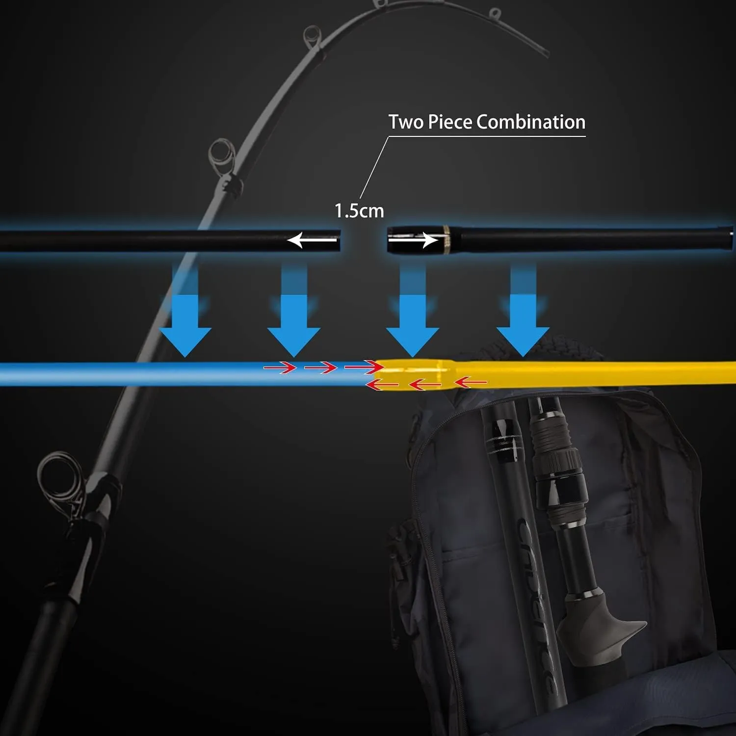 Cadence CR67B Baitcasting Rods Fast Action Fishing Rods Lightweight Portable Casting Rods with 30/40 Ton Carbon Exposed Blank Reel Seat Stainless Steel Guides with SiC Inserts Baitcast Rods