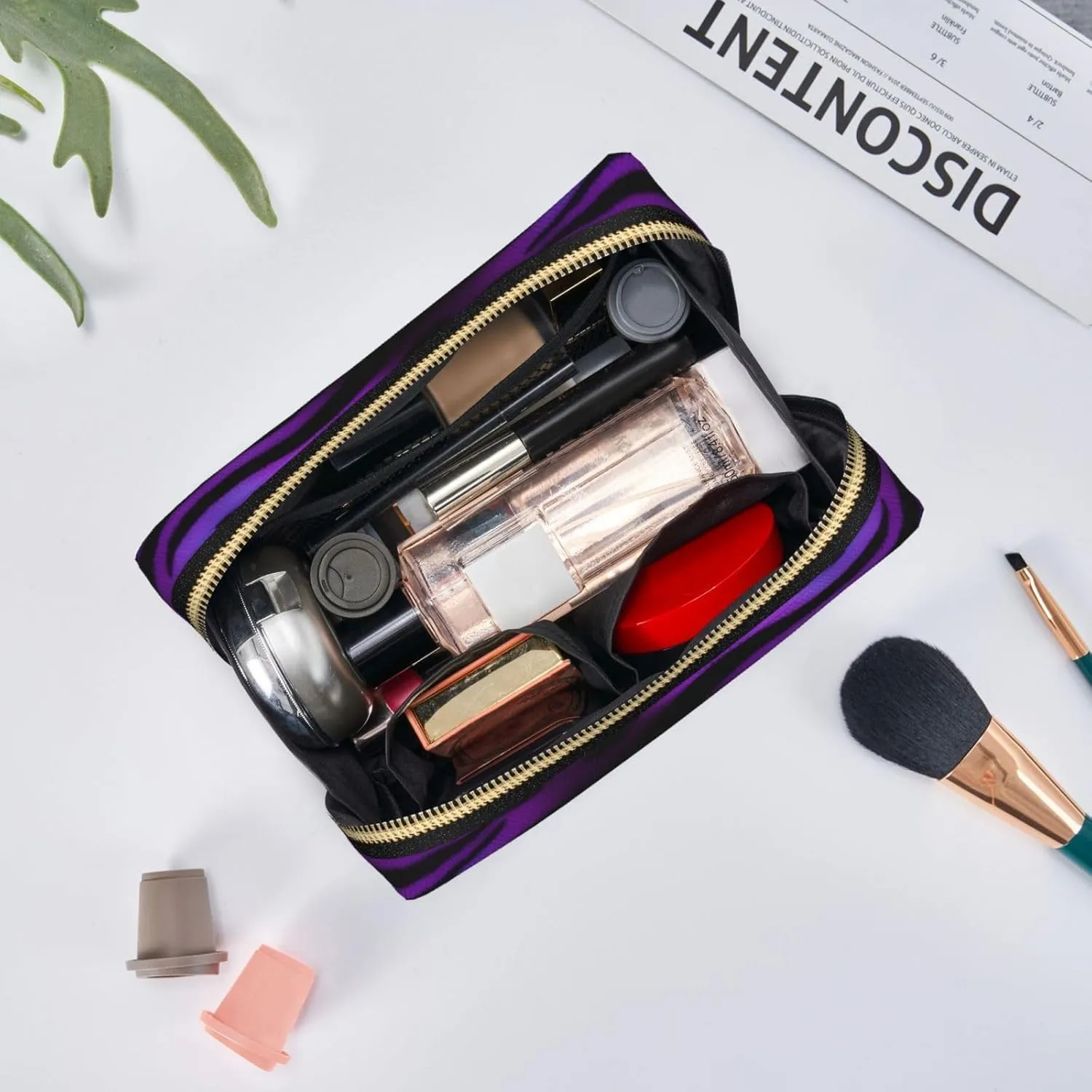 Camouflage Zebra Stripes Toiletry Pouch, Travel-Friendly Makeup Organizer For Makeup Brushes, Lipsticks