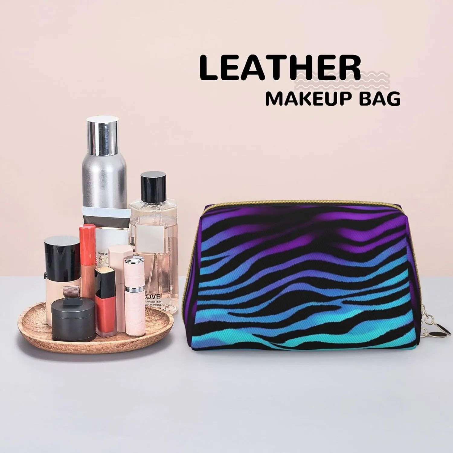 Camouflage Zebra Stripes Toiletry Pouch, Travel-Friendly Makeup Organizer For Makeup Brushes, Lipsticks