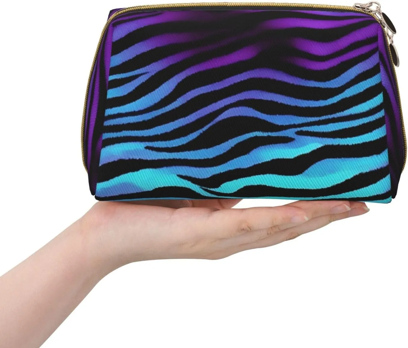 Camouflage Zebra Stripes Toiletry Pouch, Travel-Friendly Makeup Organizer For Makeup Brushes, Lipsticks