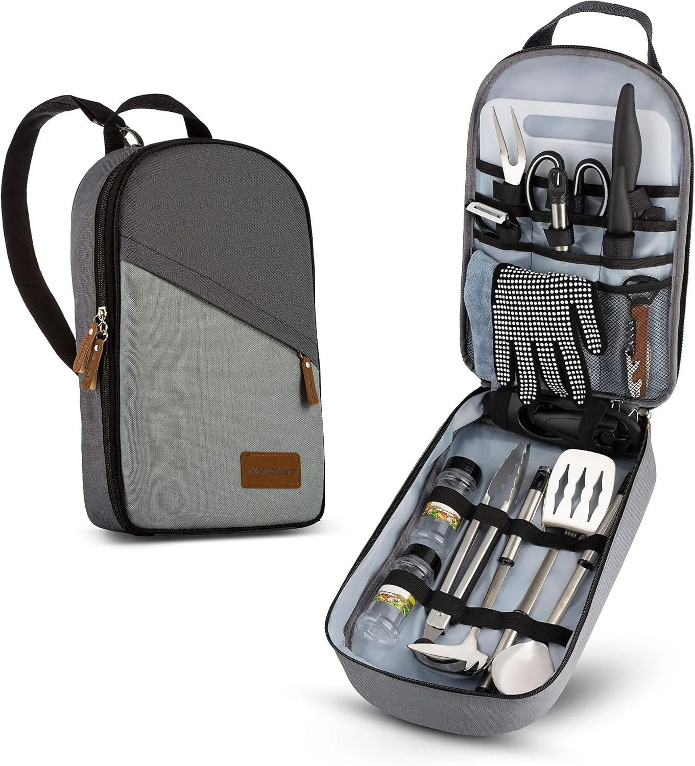 Camp Kitchen Cooking Utensil Set Travel Organizer Grill Accessories Portable Compact Gear for Backpacking BBQ Camping Hiking Travel Cookware Kit Water Resistant Case