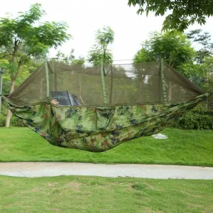Camping Hammock, Portable Double Hammock with Net, 2 Person Hammock Tent, Best for Outdoor Hiking Survival Travel