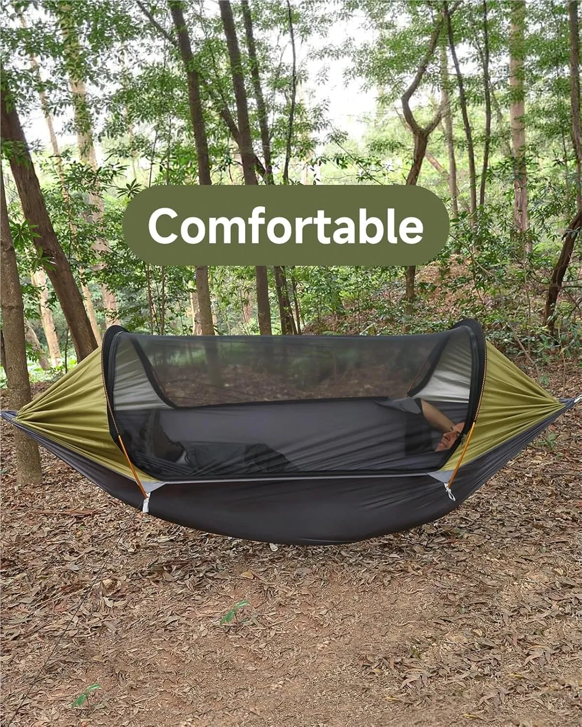 Camping Hammock with Net and Removable Sunshade Easy Setup & Pack Perfect for Hiking Backpacking Outdoor Travel(Blue)