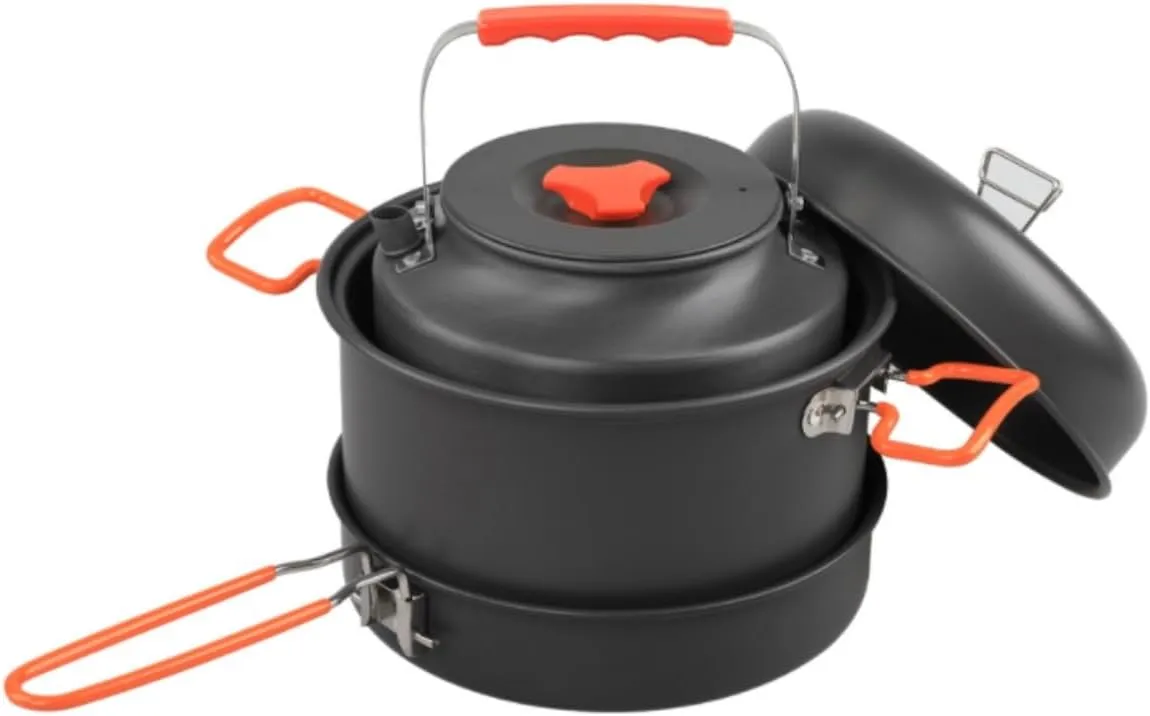Camping Kitchen Utensil Outdoor Double Ear Portable Camping Cookware Set Camping Pot Picnic Cookware for Outdoor Cooking
