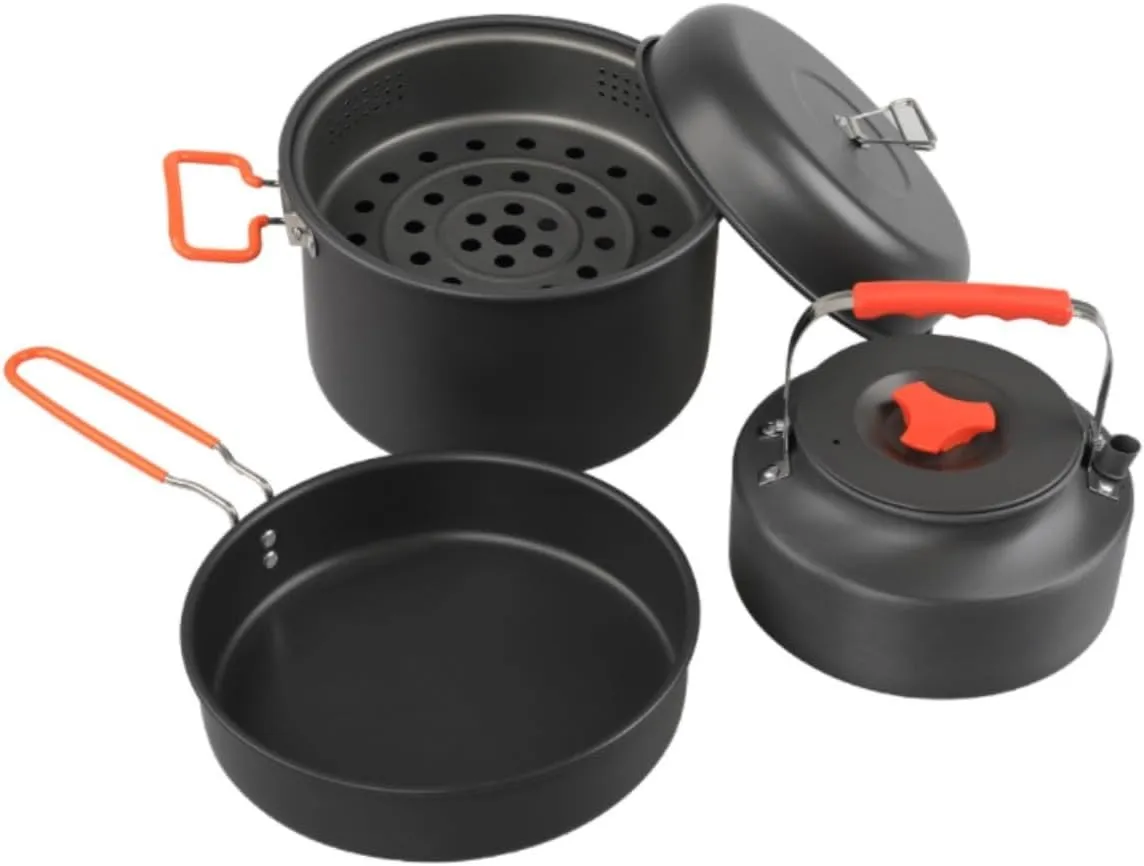 Camping Kitchen Utensil Outdoor Double Ear Portable Camping Cookware Set Camping Pot Picnic Cookware for Outdoor Cooking