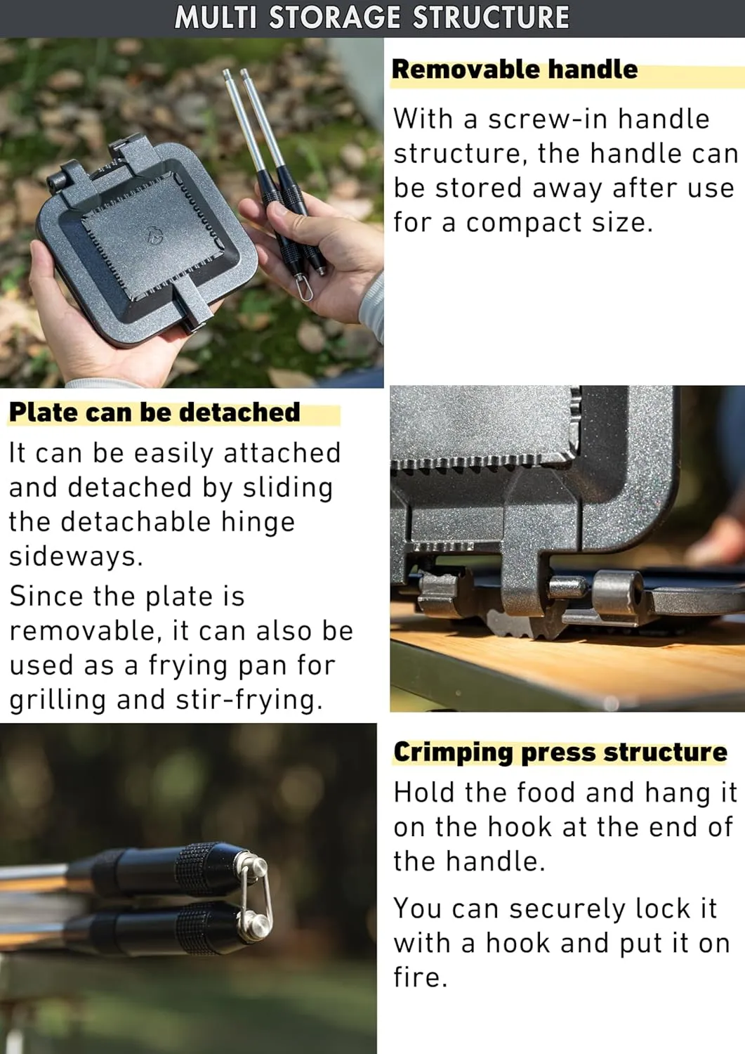 camping moon Sandwich Maker Hot Sand Single Burner Gas Fire Open Fire Compact Aluminum TT-1315 (Black)