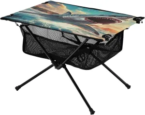 Camping Table Lightweight Portable Folding Table with Mesh Storage Net Shark Sky Ideal for Camping Hiking Beach Picnic Travel Backyard