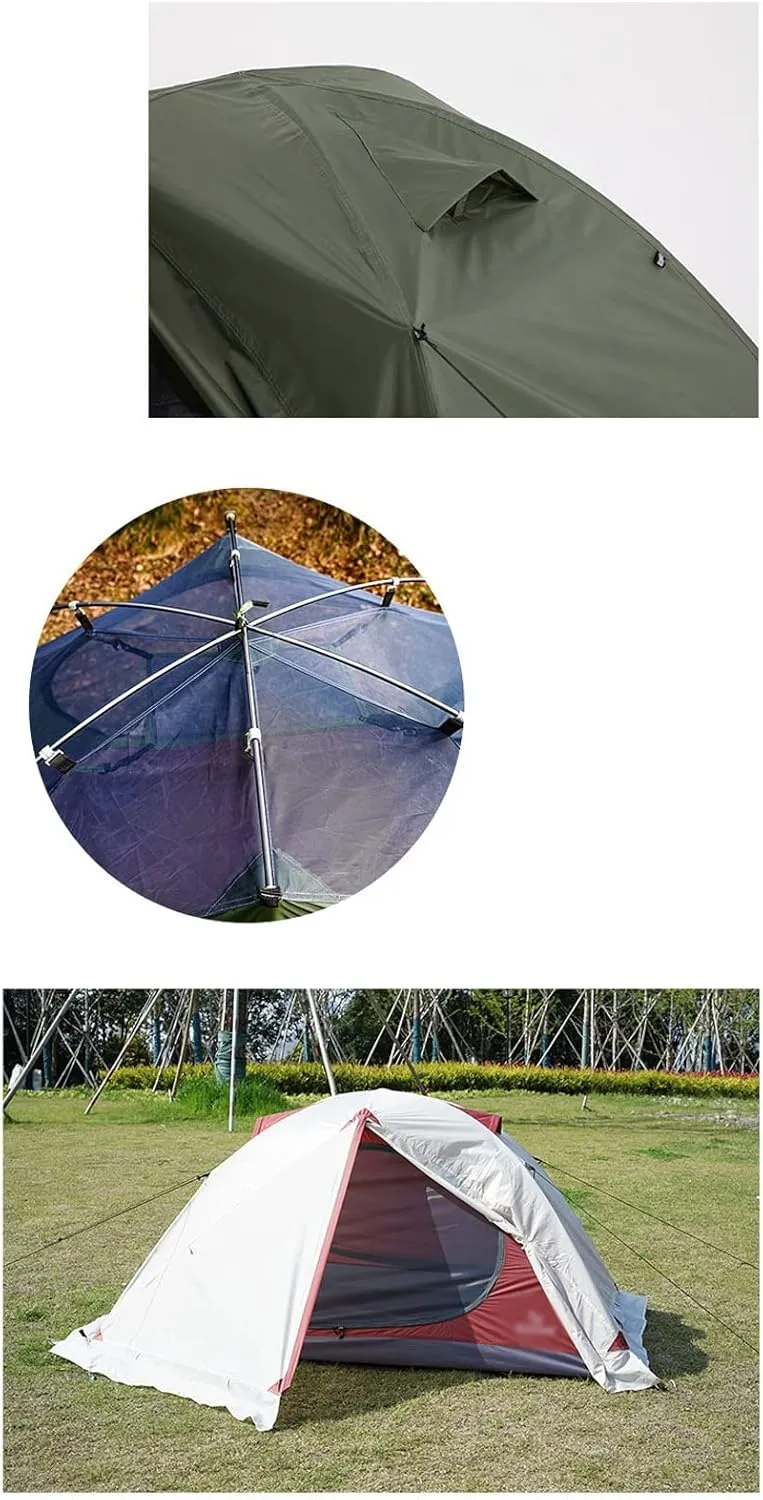 Camping Tents, 3 People Backpacking Tent Outdoor Camping 4 Season Winter Skirt Tent Double Layer Waterproof Hiking Survival (Color : White, Size : 3 Season)