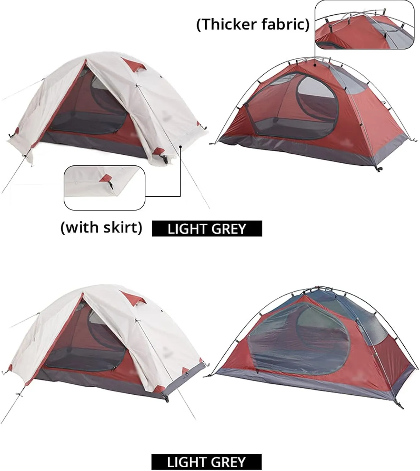 Camping Tents, 3 People Backpacking Tent Outdoor Camping 4 Season Winter Skirt Tent Double Layer Waterproof Hiking Survival (Color : White, Size : 3 Season)