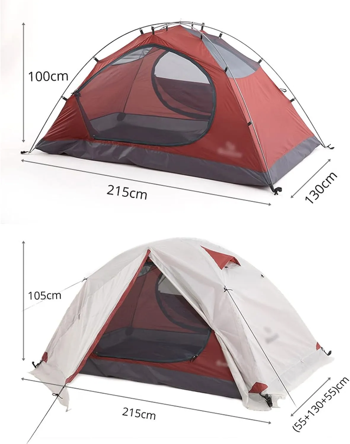 Camping Tents, 3 People Backpacking Tent Outdoor Camping 4 Season Winter Skirt Tent Double Layer Waterproof Hiking Survival (Color : White, Size : 3 Season)