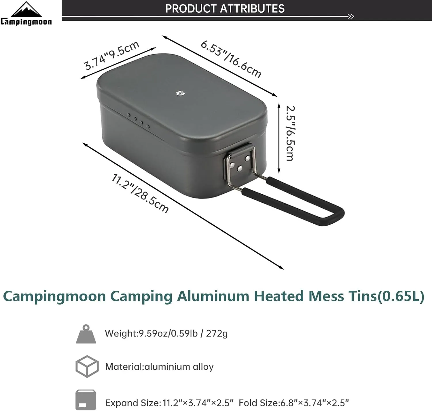 Campingmoon Camping Mess Tin Pressure Relief Aluminum Dinner Box Camping Bowls Cooking Pot with Foldable Handle for Camping & Cooking